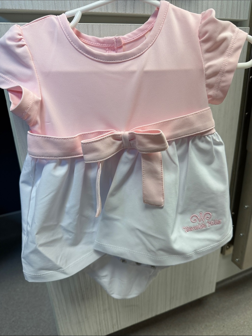 Garb Infant Pink & White Bow-Accent Golf Dress Bodysuit